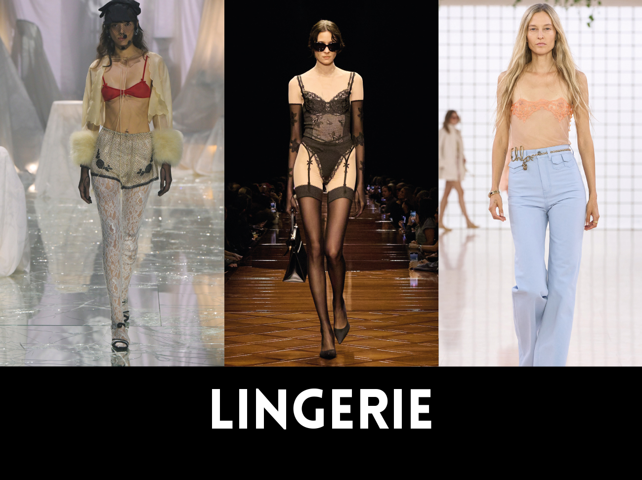 VESTES. LINGERIE. De gauche à droite, VALENTINO, BALENCIAGA, CHLOÉ. 1NSTANT SHOW.