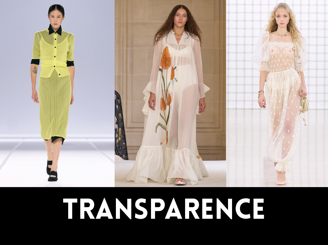 TRANSPARENCE. De gauche à droite, ALAIN PAUL GIAMBATTISTA VALLI, CHLOÉ. 1NSTANT SHOW.