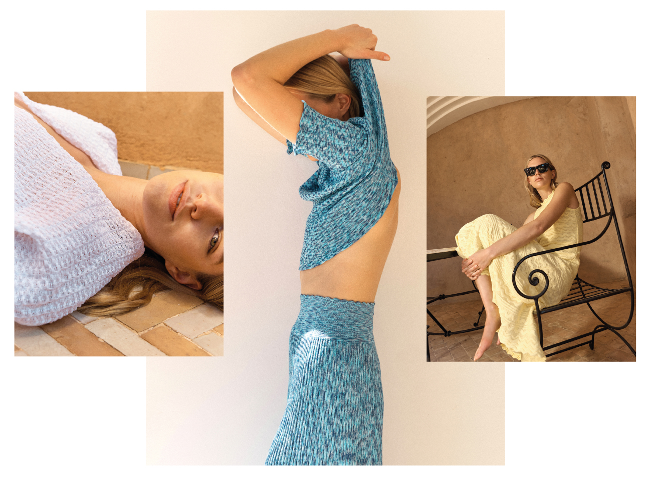 De gauche à droite : Maille Organza, maille Origami, maille croquet. 1NSTANT MOLLI1NSTANT MOLLI