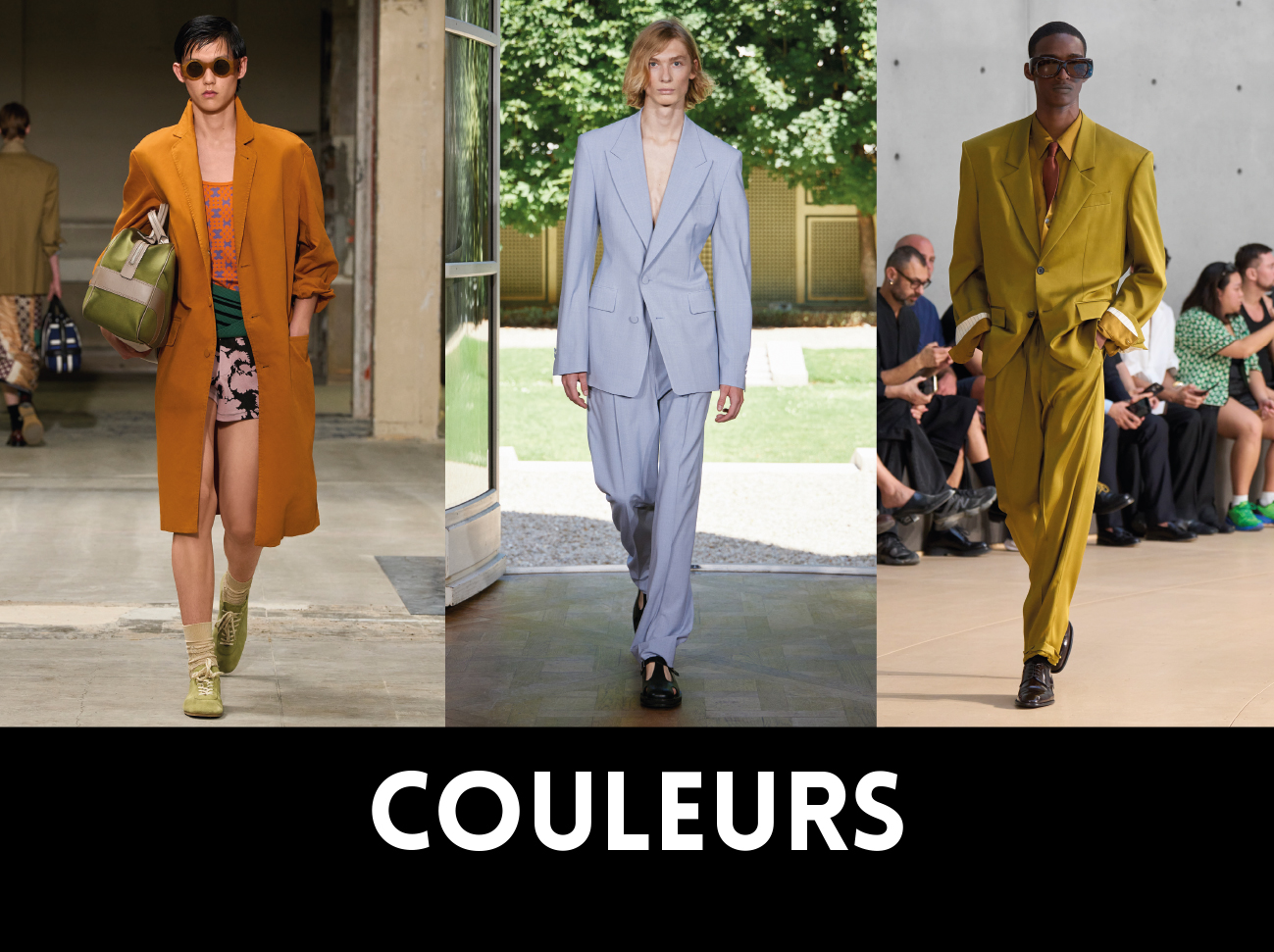 De gauche à droite, Dries Van Noten SS26, Wooyoungmi SS26, Saint Laurent SS26. 1nstant Show Men SS26