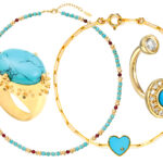 Bracelet solitaire en or jaune et coeur Turquoise. YVONNE LEON, 1150€
