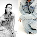 Robe denim HIGHLIGHT STUDIO, boucles d'oreilles clips Danger Horn en or blanc et perle Akoya : TASAKI.