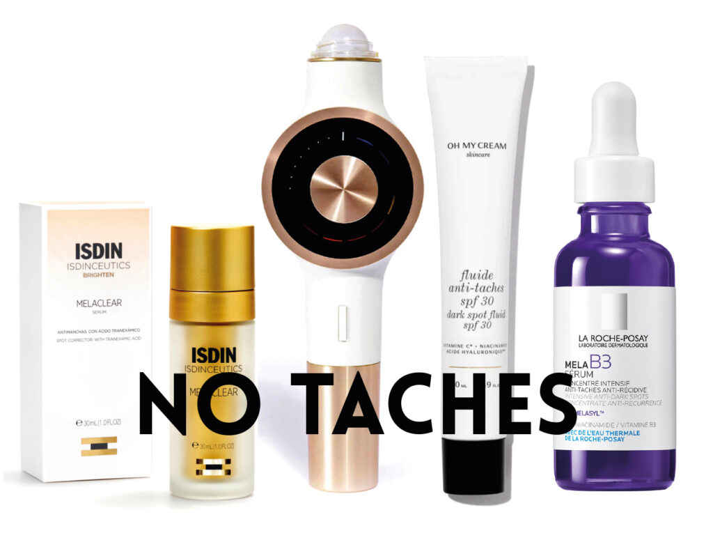 Isdinceutics Melaclear, sérum anti-taches. Lightinderm, programme Spotless. Oh My Cream Skincare, Fluide anti-taches SPF 30.La Roche Posay, Méla B3 Sérum.