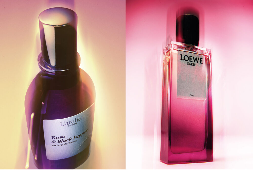 Earth Elixir de Loewe Parfum. Rose & Black Peper Atelier 100 Bon Parfum.